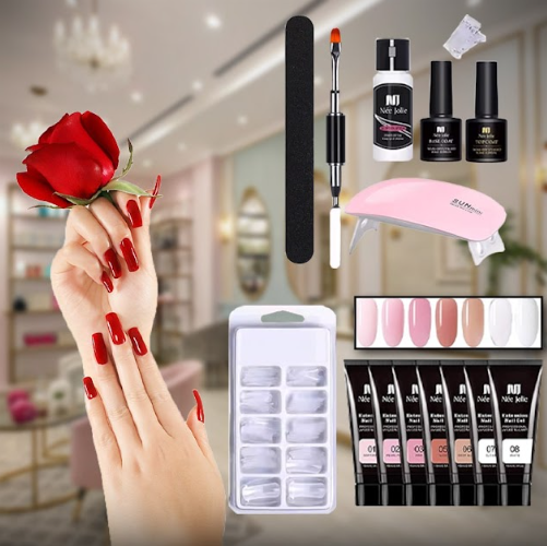 💅 طقم بولي جل للأظافر – صالون كامل بيدك بالبيت!